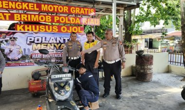 Peduli Pengemudi Ojol, Ditlantas Polda Riau Gelar Bengkel Gratis dan Layanan SIM
